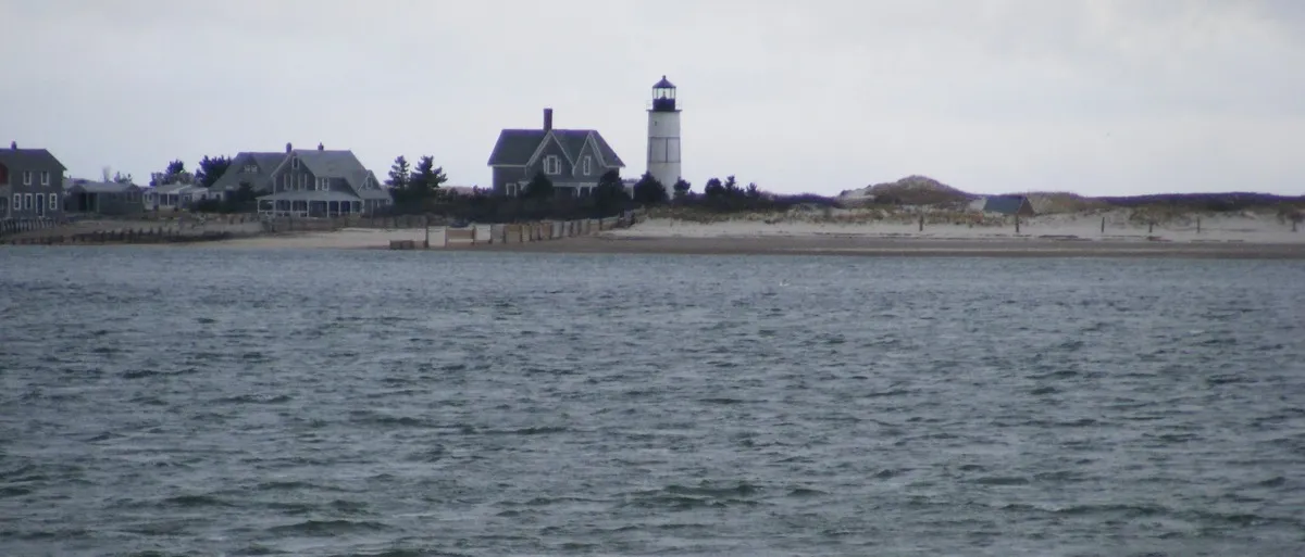 Sandy Neck Lighthouse across Barnstable Harbor on Cape Cod